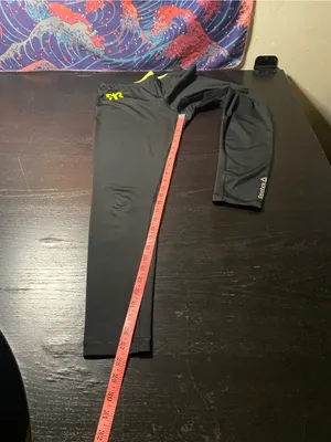 Reebok Black Leggings with Neon Yellow Logo Accent thumbnail 5