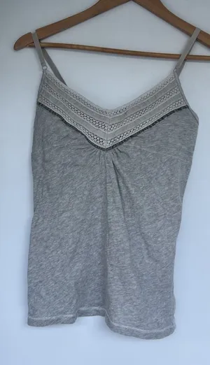 Vtg Abercrombie & Fitch Women's Tank Top 2XS Babydoll Lace Trim Cami Y2K thumbnail 1