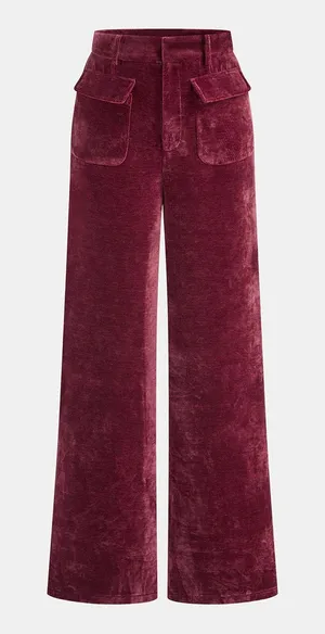 CoMMENSE Velvet Pocket Straight-Leg Pants COLOR - Burgundy, size Small NWT thumbnail 1