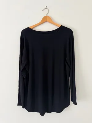 Old Navy Luxe Black V-neck Long Sleeve Shirt thumbnail 5
