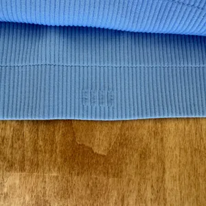 Elee Light Blue Ribbed Seamless Short Sleeve Scoop Neck Crop Top Activewear thumbnail 2