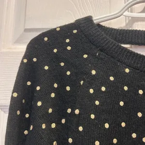 LOFT Black Gold Metallic Polka Dot V-Back Long Sleeve Sweater Size L NWT Festive thumbnail 2