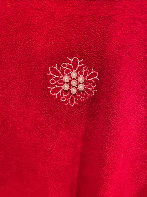 Christopher & Banks Cute red soft fleece snowflake 90s crewneck winter holiday cherry red sweatshirt thumbnail 6