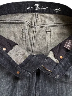 EUC 7 For All Mankind Dojo Bootcut Shimmer Pocket Long Inseam Jeans Black Sz. 28 thumbnail 4