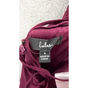 Lulus Women Maxi Dress S Burgundy Cascading Ruffles Lace Up Back 66642 thumbnail 7