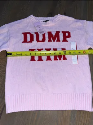 NWT Dump Him Graphic Knit Sweater Pink Long Sleeve Women’s XS thumbnail 5