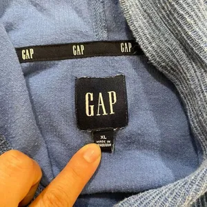 GAP Blue Waffle Knit Hoodie Long Sleeve Pullover Size XL thumbnail 3