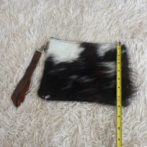 Tooled Navajo Leather & Hair on Hide Wristlet Pouch Clutch Aztec Southwestern‎ thumbnail 5
