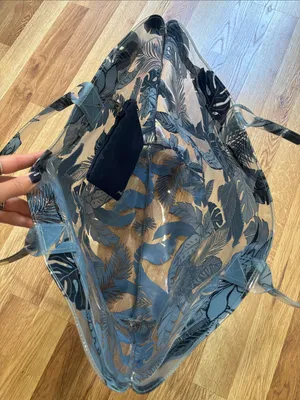 PINK Victoria's Secret Blue Floral Clear Beach Tote thumbnail 2