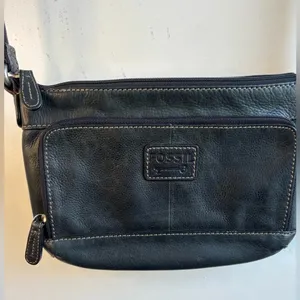 Fossil Black Pebble Leather‎ Crossbody Purse thumbnail 2