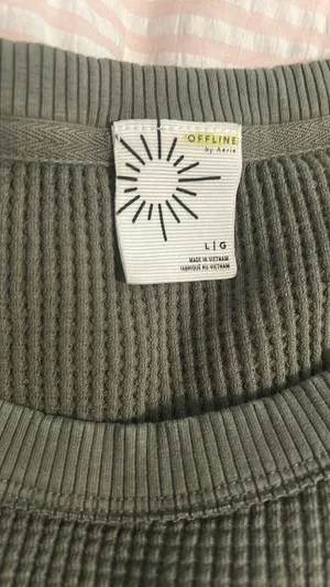Aerie Green Waffle Knit Sweater thumbnail 2