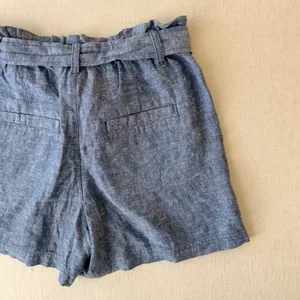 Gap Paperbag Waist Shorts Womens Small Blue Linen Blend High Rise Tie Belt thumbnail 7