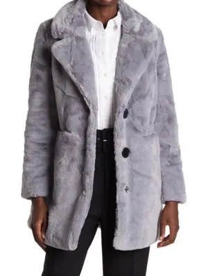 Sam Edelman Plush Teddy Coat in Light Gray thumbnail 1
