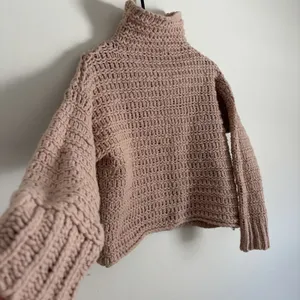 Free People XS/S Wool Blend Chunky Knit Mock Neck Sweater Dusty Rose Pink thumbnail 2