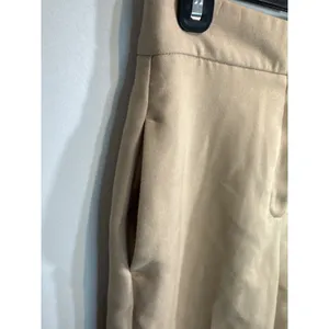 Zara‎ Womens Tan Beige High Waisted Wide Leg Cropped Culotte Trousers Petite S thumbnail 4
