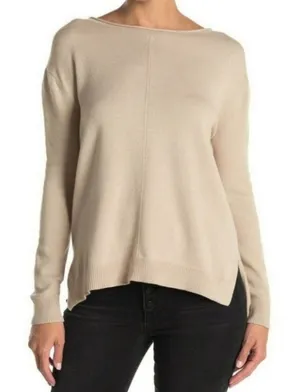 Catherine Malandrino Front Seam Split Hem Sweater Tan Beige Roll Collar XS/S! thumbnail 1