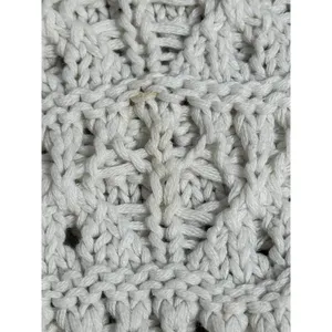 Womens Abercrombie & Fitch Cream Ribbed Knit Crochet Crewneck Sweater Size XL thumbnail 5