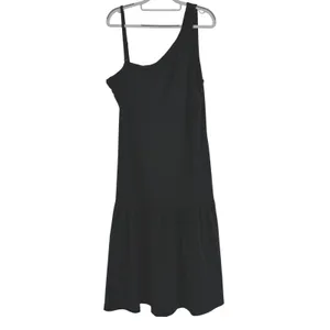 NWT Banana Republic Womens XL Black One‎ Shoulder Ruffle Hem Midi Dress thumbnail 2