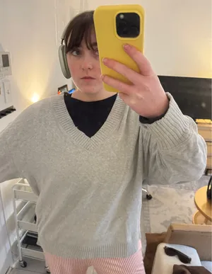 Aerie V neck Sweatshirt Light Gray thumbnail 2