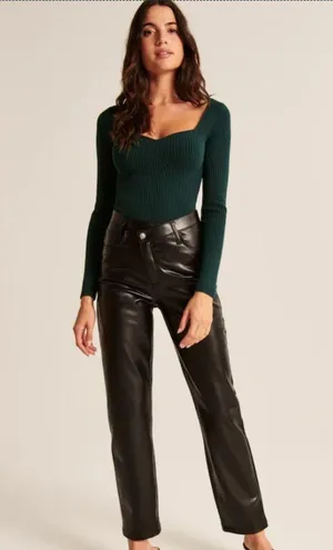 Abercrombie Long-Sleeve Sweetheart Sweater Bodysuit Brown thumbnail 2