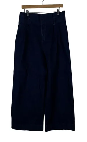 A New Day High Rise Pleated Wide Leg Denim Trousers Dark Wash Size 12 thumbnail 1