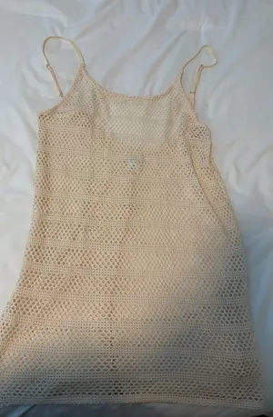 Wild Fable Cream Crochet Tank Dress Swim Coverup Size Medium thumbnail 1