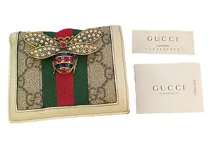 Gucci Bee Cream Queen Margaret GG Leather Folding Wallet thumbnail 1