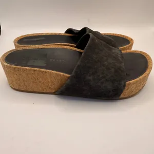 Veronica Beard Dresdyn Grey Suede Leopard Cork Platform Slide Sandals 7M thumbnail 5