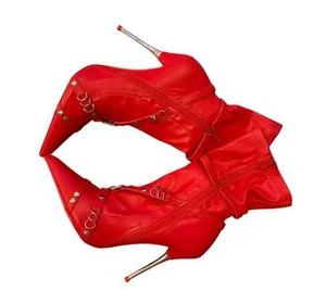 NWOT Dolls Kill Public Desire Red Vegan Leather Stiletto Ankle Booties Size 6 thumbnail 1