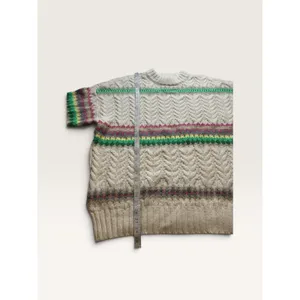 American Eagle Cream Cable Knit Fair Isle Striped Oversized Sweater Women Medium thumbnail 7