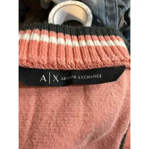 Armani Exchange‎ Velour Crewneck Sweatshirt Coral Ribbed Trim Logo Women thumbnail 5