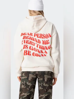 Edikted Everything's Ok Hoodie- Cream+Red thumbnail 4