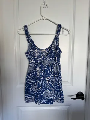 J. Crew Blue & White Floral Tank Top thumbnail 3