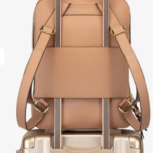 Calpak Tan Backpack with Gold Accents Laptop Tech and Travel Backpack thumbnail 2