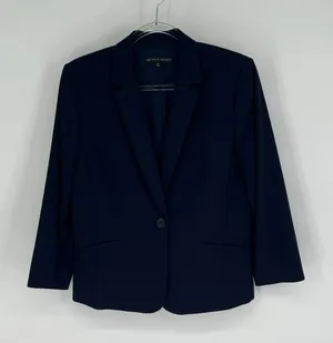ANTONIO MELANI Jacket Womens Size 10 Navy Blue Single Breasted One Button Blazer thumbnail 1