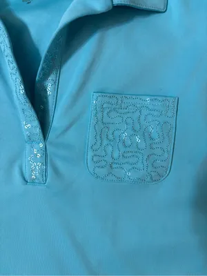 IZOD' Sleeveless Polo Top in Aqua Blue thumbnail 3