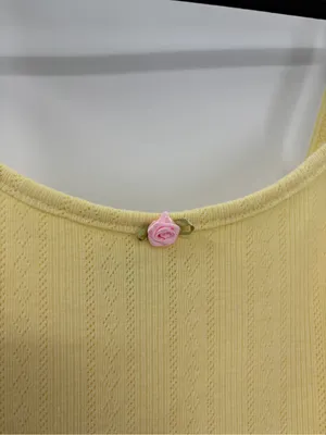 Edikted Yellow bohemian girly Ruffled Slip Dress with Pink Rose Accent size xs thumbnail 7