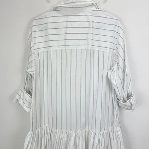 Madewell Bubble Hem Mini Shirtdress Pinstripe Poplin Cotton White Medium NWT thumbnail 13