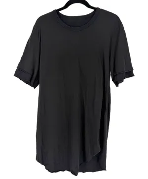 Lost & Found Ria Dunn T-Shirt Dress M Black Asymmetrical Raw Edge Made In Italy thumbnail 1