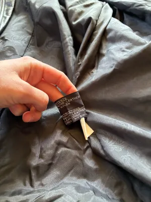 Vintage Black leather Rock Creek trench coat size small The outer shell is 100% genuine leather The lining in Nylon! Missing 1 button on the right side in pictures 1-4 not noticeable or even a snag there!!! thumbnail 6