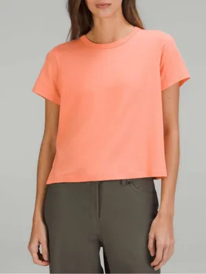 Lululemon Classic-Fit Cotton-Blend T-Shirt Sunny Coral - Size 2 thumbnail 1