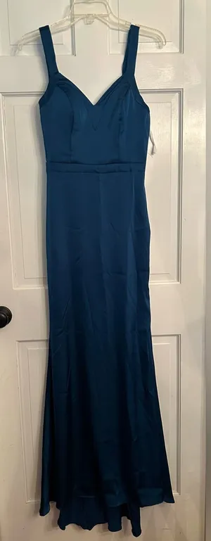 Elegant Deep dark teal Maxi Dress with V-Neck Bodice thumbnail 1