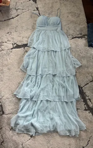 Light Blue Tiered Ruffle Maxi Dress thumbnail 5