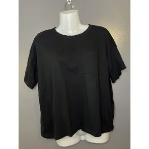 Christian Siriano New York Shirt Womens Medium Black Pocket Crew Neck Tee Top thumbnail 2
