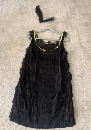 Forum Novelties FLAPPER sexy Black Fringe Dress Roaring 20's Halloween Costume Adult M/L Medium thumbnail 2