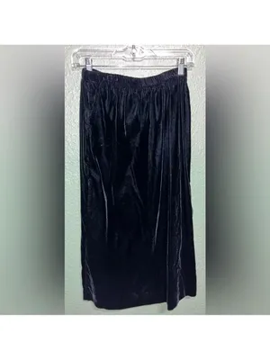 Vintage Black Velvet Skirt Union Made Modest 90s 80s thumbnail 2