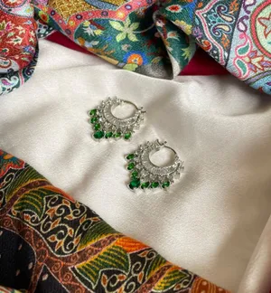 Emerald Green And Silver Earrings thumbnail 3