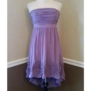 Lavender Dress Pleated Rosette Strapless Hi-Low Doe & Rae Formal Fairy Boho Med thumbnail 2