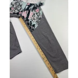 Nike Pro Floral Print Athletic Leggings‎ Grey Mint Workout Compression Pants M thumbnail 2