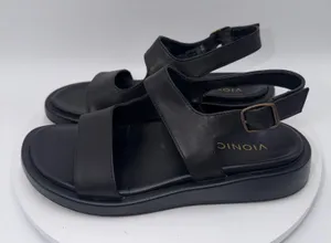 Vionic Madera Black Leather Slingback Platform Sandals Women's 8.5 Comfort Arch thumbnail 1